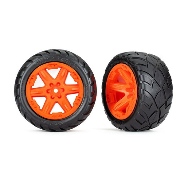 Traxxas 6775G Tires /& wheels green Anaconda 2WD electric front 4wd f/&r
